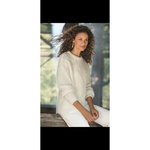 Soft Surroundings Narcissa Sweater Med Winter White Metallic Thread Pullover